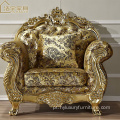 Conjunto de sofá estilo europeu clássico de luxo real dourado